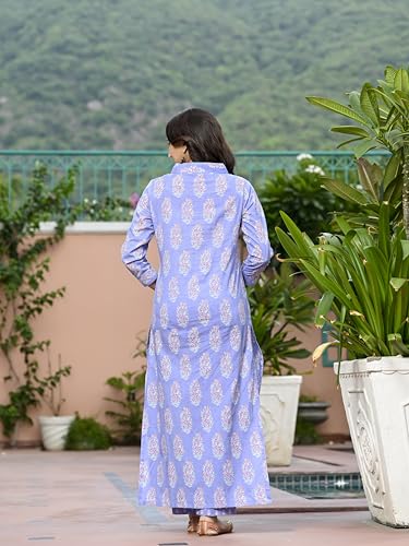 Anni Designer Women'S Cotton Blend Straight Printed Kurta With Palazzo (Srikant Purple_Xl_Purple_X-Large),Purple,XL,Rayon Blend,Regular,