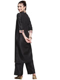 Ziyaa Art Silk Regular Women'S Brown Crepe Straight Kurta_Black_3Xl