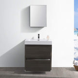 Fresca Valencia 30 Inch Glossy White Freestanding Modern Bathroom Vanity And Medicine Cabinet - Includes Integrated Sink With 2