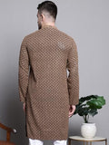 Jompers Mens Sequin Embroidered Pure Cotton Kurtas (Brown, Xl)