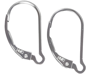 14K White Gold Interchangeable Leverback Earrings 16mm