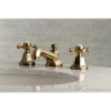 Kingston Brass Ks4469Bx Metropolitan Widespread Lavatory Faucet With Metal Cross Handle, Brushed Nickel And Polished Brass
