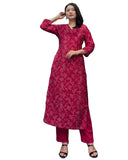 Anni Designer Women'S Cotton Blend Straight Printed Kurta With Pant (Siwan Pink_M_Pink_Medium),Pink,M