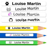 50 Personalized Minis Adhesive Labels to Mark Objects, Pencils, pens, etc. Measure 4,2 x 0,5 cm. Color White