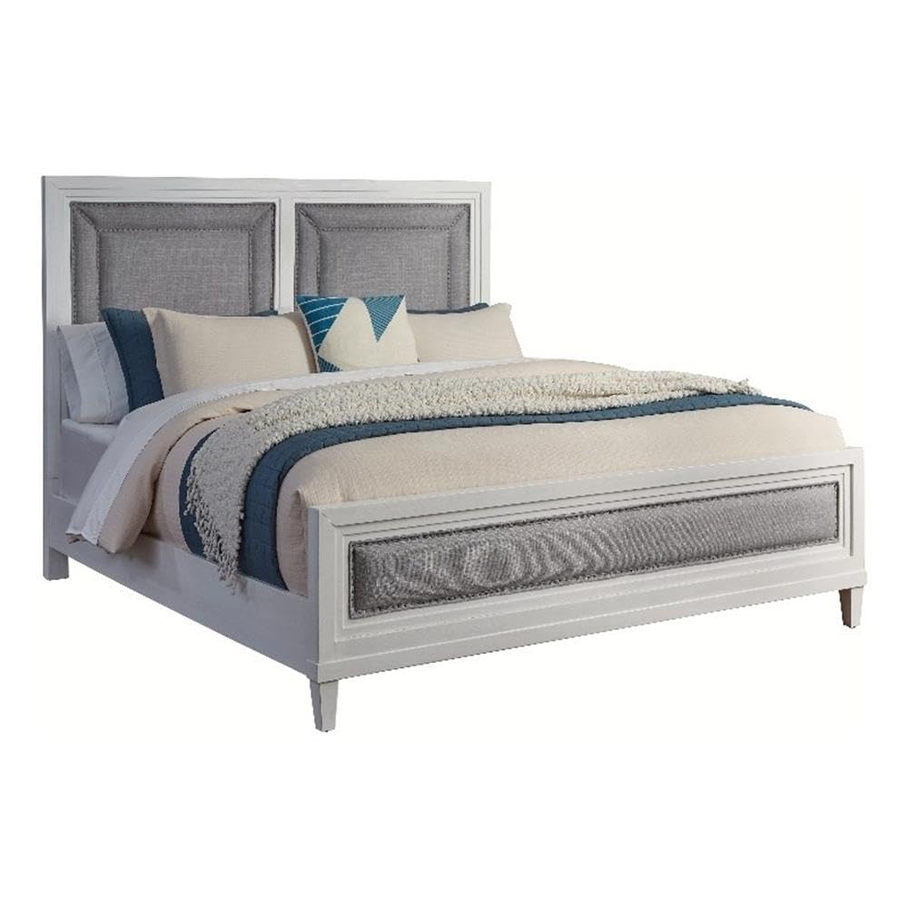 American Woodcrafters Dunescape 79' W Wood King Upholstered Bed In White