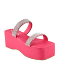 Shoetopia Women & Girls Retro Style Platform Heels/P-3/Pink/Uk8,Pink,8,B0BRBC8459