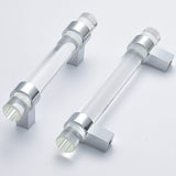 BonKuDoo 5Pack Glass Drawer Handles, Kitchen Cabinet Pulls Crystal Dresser Drawer pulls(3-3/4 Inch Hole Center), Polished Chrome