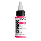 High Flow Acrylics by GOLDEN, Fluorescent Pink, 1 fl. oz. Bottle, Professional Acrylic Paint, Transparent