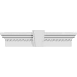 Ekena Millwork CRH09X56KA-EG 56 Bottom 62 1/4 Top Width x 9 H x 1 P Crosshead w/Deco Keystone and Egg & Dart Trim, Width Width, 