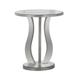 Monarch Specialties Accent End Table Mirrored 24 H Brushed Silver -Like New