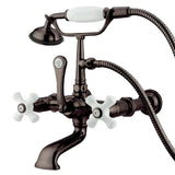 Kingston Brass CC549T5 Vintage 7-Inch Spread Wall Mount Leg Tub Filler with Hand Shower, Oil Rubbed Bronze