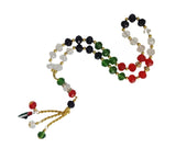 Palestine Flag Beads[ 6 Pack] Palestine MAP Large Glass Tasbeeh-Misbaha-Rosary-Jerusalem-Al Aqsa-Dome of Rock-QUDS Islamic Favor