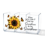 Vgrti Be The Sunshine Acrylic Pen Holder for Desk, Sunflower Butterfly Desk Organizer Decor for Office Home, Inspirational Back 