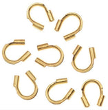 500pcs Wire Guard Thread Protector Loop Guardian 18K Yellow Gold Plated Brass Metal (Hole 1.6mm/0.06 inch) for DIY Craft Jewelry