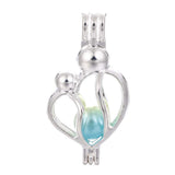 Vie jeune 10pcs Mother Love Pearl Cage Bright Silver Beads Cage Locket Pendant Jewelry Making-For Oyster Pearls, Essential Oil D