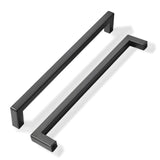 khtumeware 2 Pack 8 inch Center to Center Solid Matte Black Cabinet Pulls Slim Square Bar Drawer Handles Cabinet Handles Black D