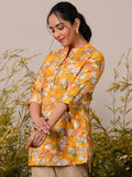 Libas Women'S Silk Blend Printed Straight Kurti (98209C_Yellow 1_Xxl)