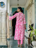 Anni Designer Women'S Rayon Blend Straight Printed Kurta With Pant (Sinamika Pink_Xl_Pink_X-Large),Pink,XL,Rayon Blend,Regular,