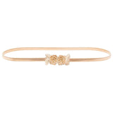 Romp Fashion Synthetic Golden Leaf & Rose Design Stylish Stretchable Waist Belt For Girls And Women