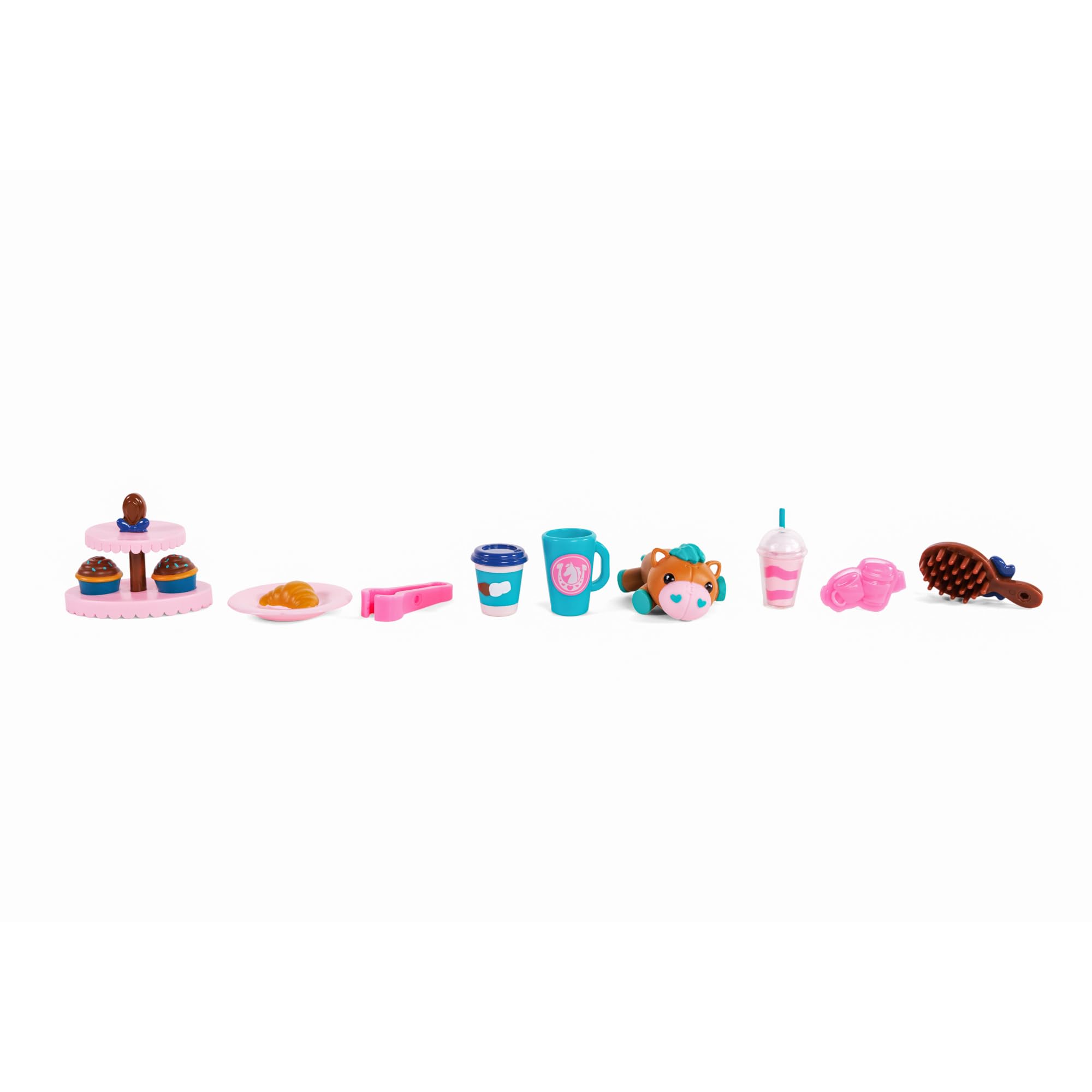Wild Manes Horse Toys Cocoas Bakery Caf  Cart Playset with Cocoa Horse Doll Figure, Includes Brush and Play Accessories