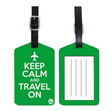 Nutcase Designer Luggage Travel Baggage Tags Single Tag With Name Card Inside Keep Calm Travel On Green