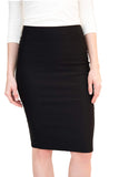 Neu Look WomenS Cotton Blend Stretchable Knee Length Pencil Skirt With Elasticated Waist Belt (Black, Xs)