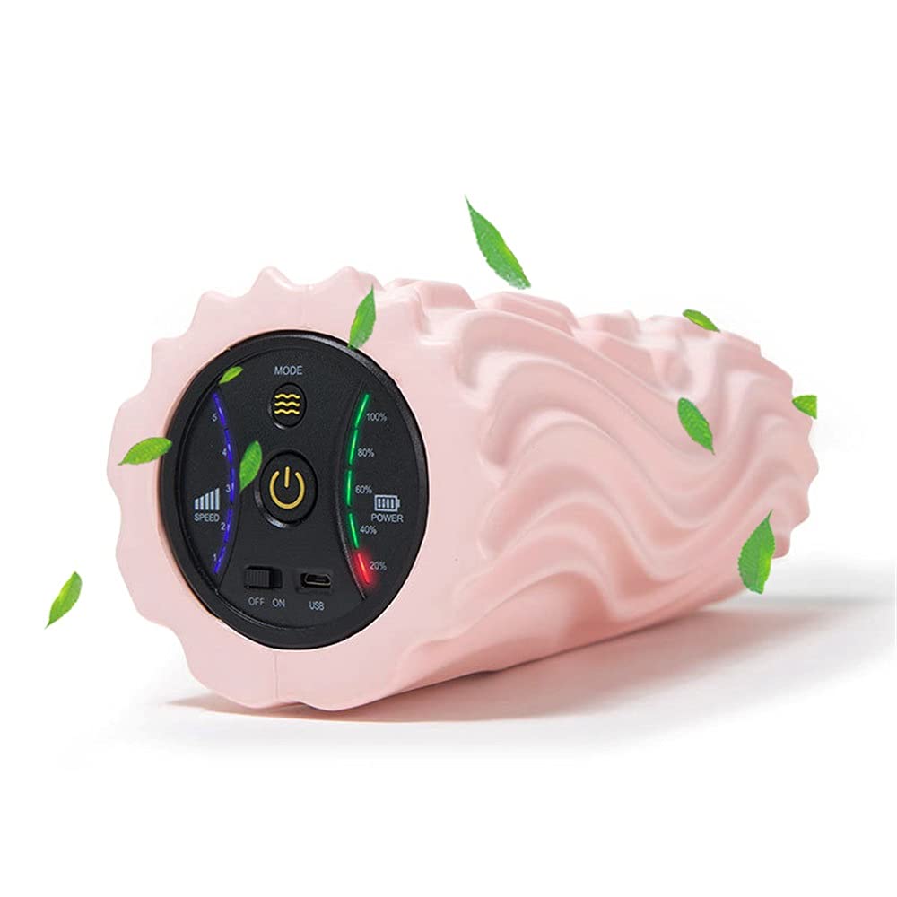 Alunyan Vibrating Foam Roller 5-Speed Electric Foam Roller,Fitness Yoga Pillar Exercise Equipment,Deep Tissue Muscle Fitness Recovery,Trigger Point Massager Tool (Color : Pink),Foam Wedges