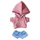 niannyyhouse 8in(20cm) Plush Doll Clothes Hoodies with Pocket Jeans Doll Dressup (Pink)