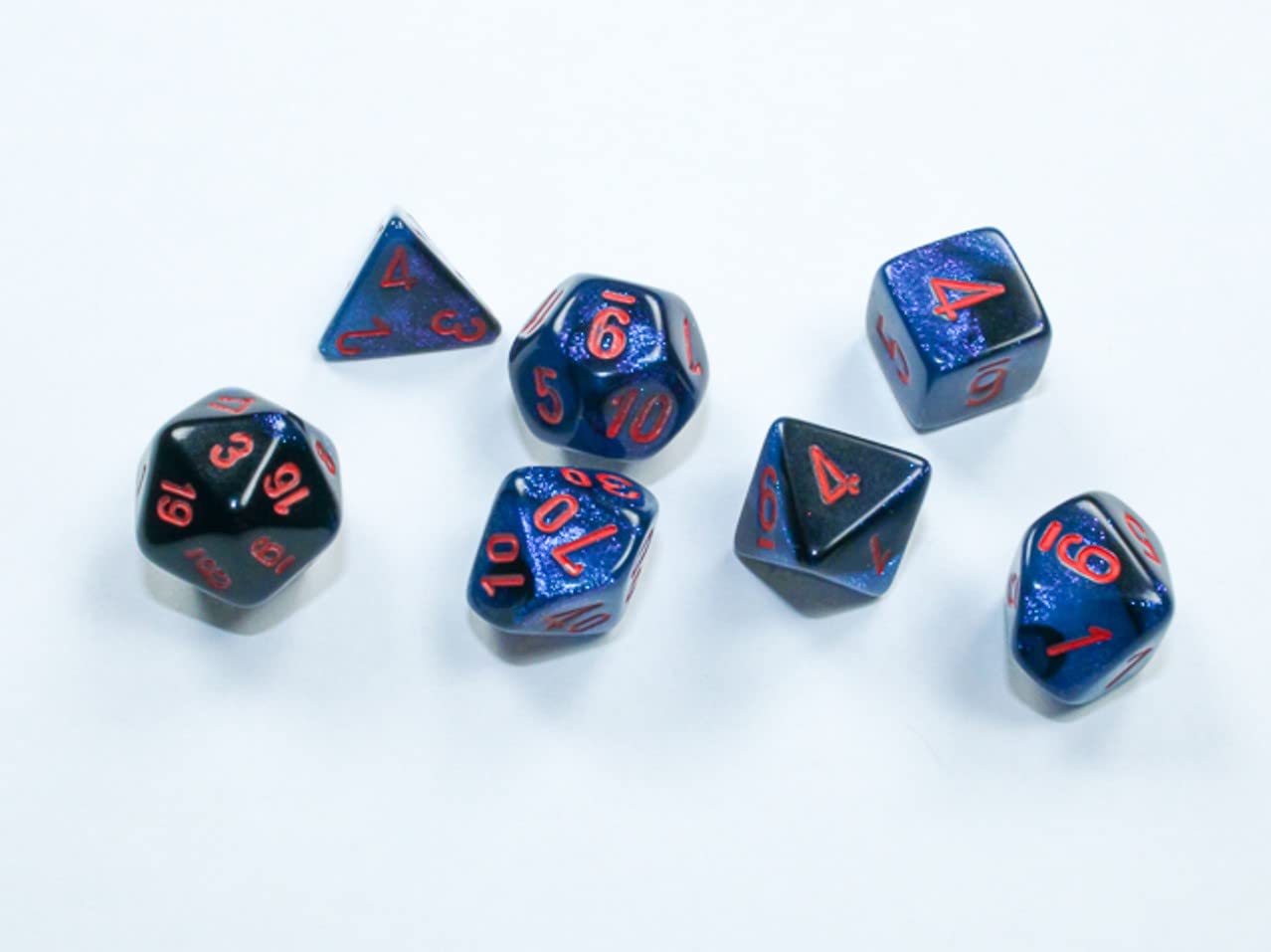 Dnd Dice Set-Chessex D&D Dice-Gemini: Mini 7Pc Polyhedral Black-Starlight/Red Dice Set-Dungeons And Dragons Dice Includes 7 Dice