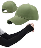 Fy Lane Unisex Baseball Cap With Adjustable Strap, Burgundy Red, With Uv Protection Cooling Arm Sleeves (In, Alpha, Free Size, P