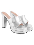 Shoetopia Women'S Platform Heel Sandal 5 Silver,Silver,5,B0CXJ2JMH7