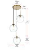 Living District Baxter 3 Lights Chrome Pendant With Clear Glass