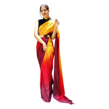 Shiv Textiles Ready To Wear Sarees For Women With Golden Belt Or Unstitched Blouse (ST-R-1-Red)