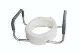 Essential Medical Supply Raised Elevated Toilet Seat Riser for an Elongated Toilet with Padded Aluminum Arms for Support and Com