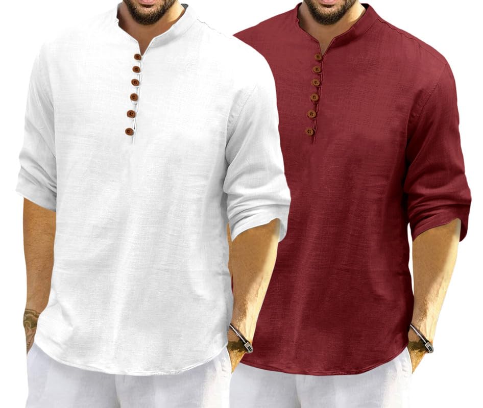 Royalscout Men'S Cotton Polyester Blend Solid Regular Fit Full Sleeve Short Kurta | Ethnic, Lightweight Summer Kurta For Daily &