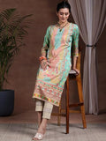 Libas Women'S Crepe Printed Straight Kurta (29267 Green Green M