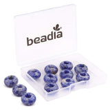 BEADIA Natural Blue Sodalite Rondelle Stone with Large Hole (5.5mm) Loose Semi Gemstone Beads for Jewelry Making 14mmx7.5mm 12pc
