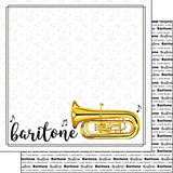 Scrapbook Customs Baritone Notes Music (38751) 12 inch x 12 inch DoubleSided Scrapbook Paper 1 Sheet