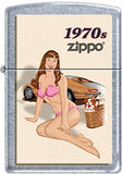 2023 Zippo Custom Vintage Pin Up 1970 Satin Chrome