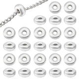 BENECREAT 30Pcs 925 Sterling Silver Spacer Beads, 4.5x2mm Flat Round Rondelle Spacer Bead Heishi Loose Beads for DIY Bracelet Ne