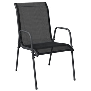 Vidaxl 5-Piece Patio Dining Set In Black Steel And Textilene - Modern Outdoor Furniture For Garden, Balcony Or Deck