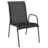 Vidaxl 5-Piece Patio Dining Set In Black Steel And Textilene - Modern Outdoor Furniture For Garden, Balcony Or Deck