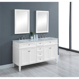 Elegant Kitchen And Bath 60 Inch Double Bathroom Vanity Cabinet Set With White Marble Countertop - White