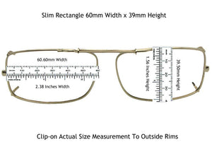 Slim Rectangle Non Polarized Clip on Sunglasses for Men and Women - Clip-On Sunglasses For Eyewear (Pewter Non Polarized Gray Le