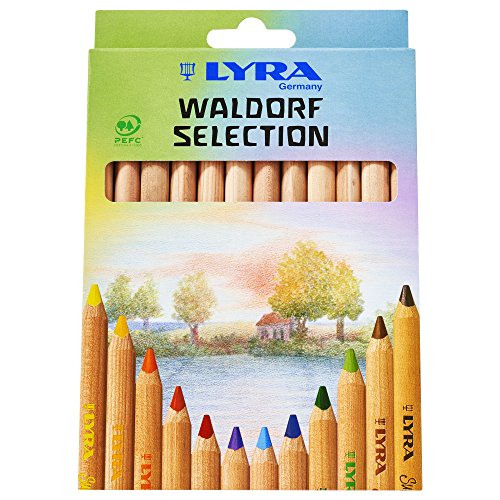 Lyra Waldorf Selection Giant Triangular Colored Pencil, Unlacquered, 6.25 Millimeter Cores, Assorted Colors, 12-Pack (3711121)