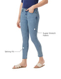 Inkd Women'S Buttersoft Mid-Rise Skinny Fit Jeans- Stretchable,Sky Why,Sky Why,32