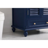 Elegant Decor Rhodes 30 Coastal Solid Wood Single Bathroom Vanity In Blue