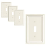 4-Pack Single Toggle Light Switch Cover Plate, Durable Natural Bamboo Fiber Decorative Switch Plate Covers, Light Almond 1 Gang 
