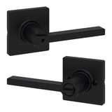 Kwikset Casey Interior Privacy Door Handle with Lock, Door Lever For Bathroom and Bedroom, Matte Black Reversible Keyless Turn L