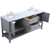 Elegant Decor Metropolis 72 Double Sink Marble Top Bathroom Vanity In Gray